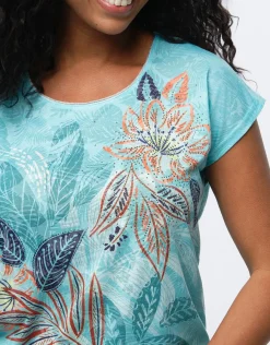 Christine Laure Hauts|T-shirts*T-shirt turquoise motif