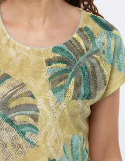 Christine Laure T-shirts|Hauts*T-shirt vert anis motif