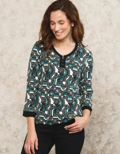 Christine Laure T-shirts|Hauts*T-shirt vert noir motif