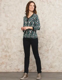 Christine Laure T-shirts|Hauts*T-shirt vert noir motif