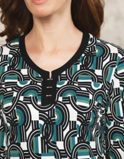 Christine Laure T-shirts|Hauts*T-shirt vert noir motif