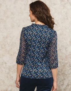 Christine Laure T-shirts|Hauts*T-shirt voile bleu motif