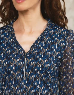 Christine Laure T-shirts|Hauts*T-shirt voile bleu motif