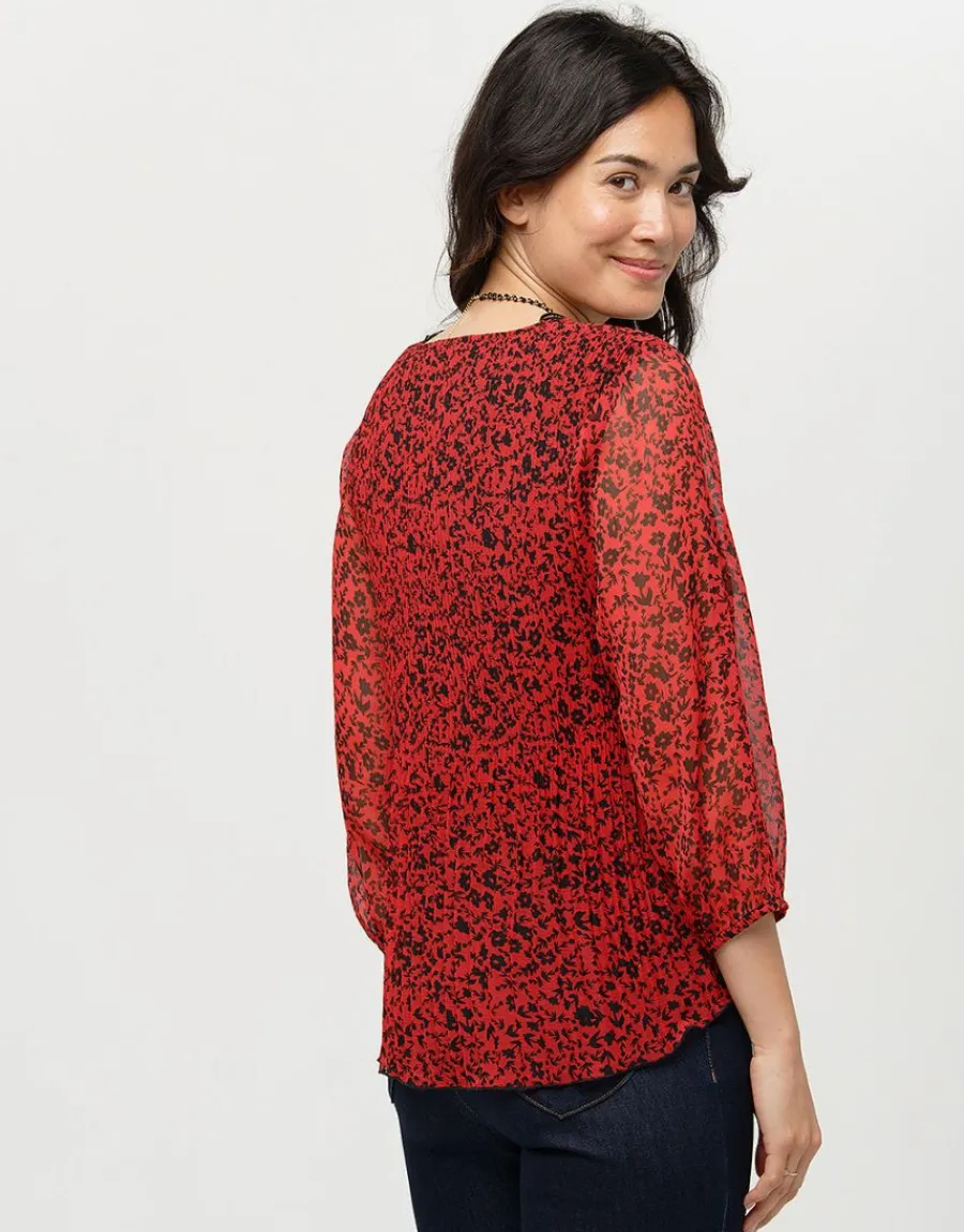 Christine Laure Chemisiers & Blouses|Hauts*Tunique plissée rouge