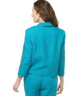 Christine Laure Habillées|Vestes*Veste 100% lin bleu