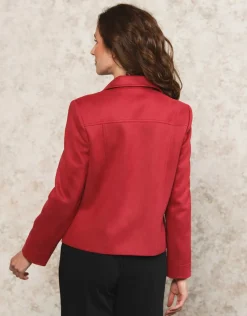 Christine Laure Habillées|Vestes*Veste aspect daim rouge