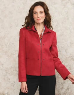 Christine Laure Habillées|Vestes*Veste aspect daim rouge