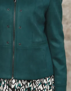 Christine Laure Habillées|Vestes*Veste aspect suédine vert