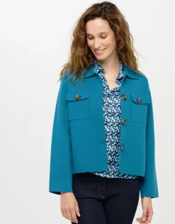 Christine Laure Casual|Vestes*Veste courte maille bleu