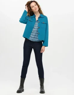 Christine Laure Casual|Vestes*Veste courte maille bleu