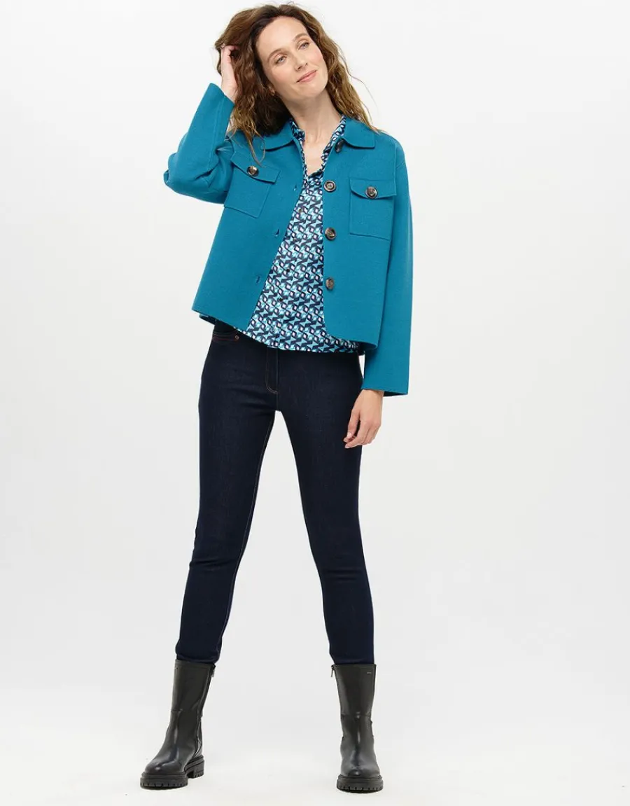 Christine Laure Casual|Vestes*Veste courte maille bleu