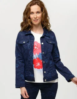 Christine Laure Casual|Vestes*Veste jean bleu fleurs