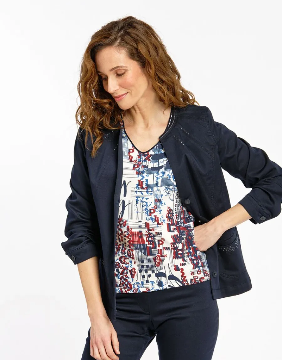 Christine Laure Casual|Vestes*Veste jean denim sans col