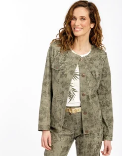 Christine Laure Casual|Vestes*Veste jean imprimée kaki