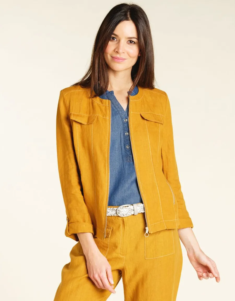 Christine Laure Casual|Vestes*Veste lin safran