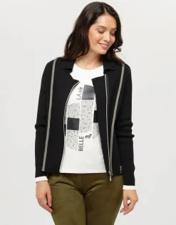 Christine Laure Gilets|Maille*Veste noire zippée