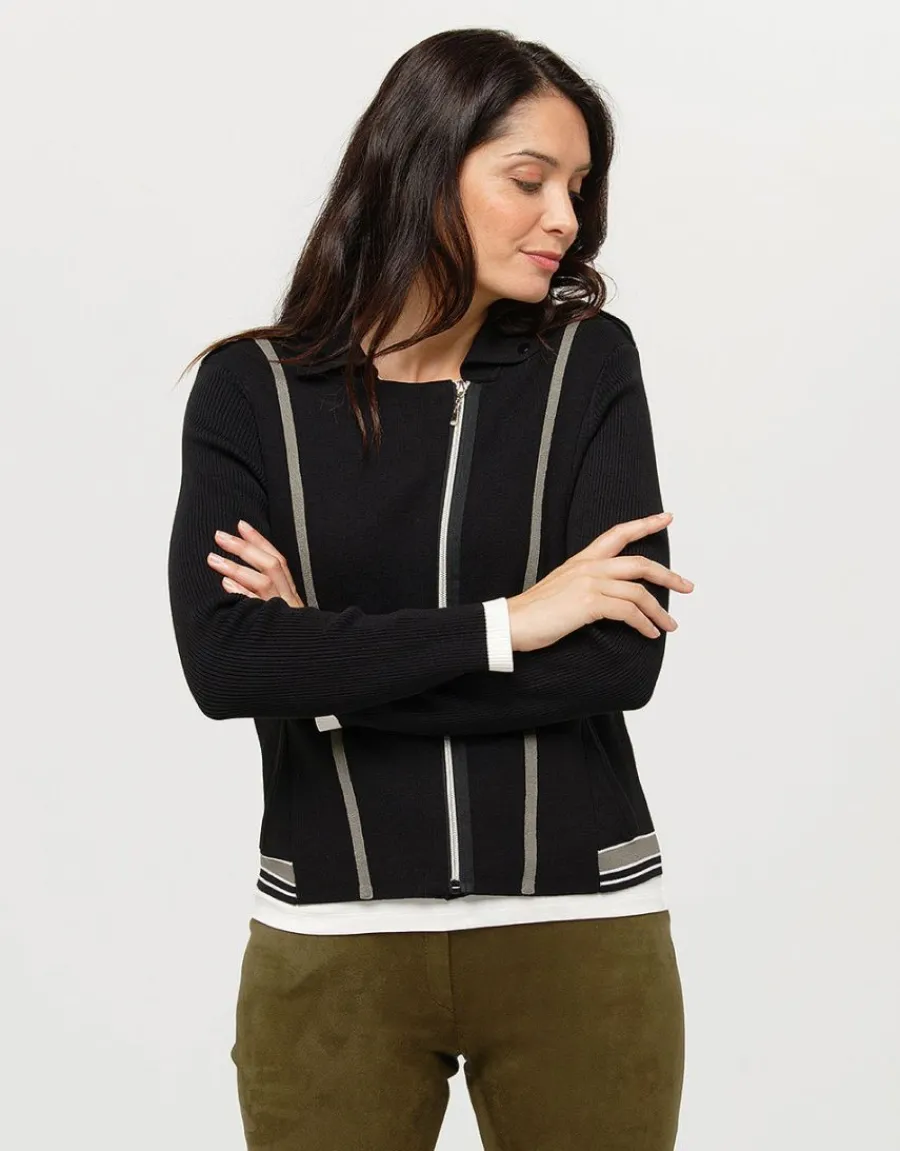 Christine Laure Gilets|Maille*Veste noire zippée